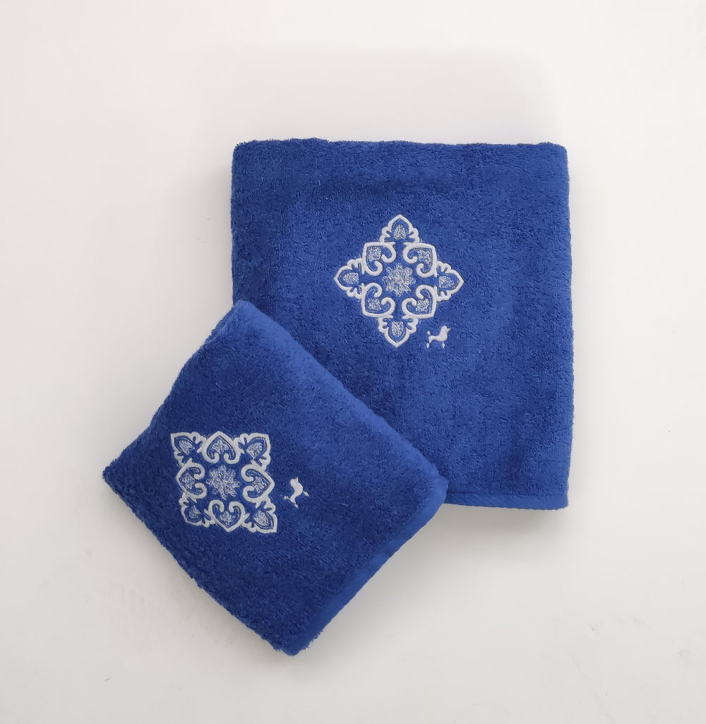 Telo doccia con ricamo Maioliche