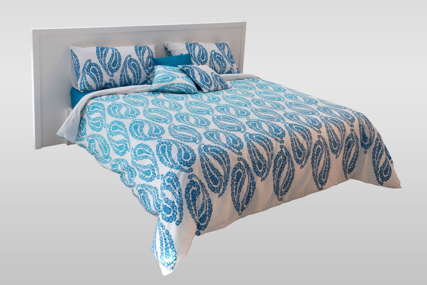 Set Copripiumino All Over turchese + 2 Federe + 1 Lenzuola sotto