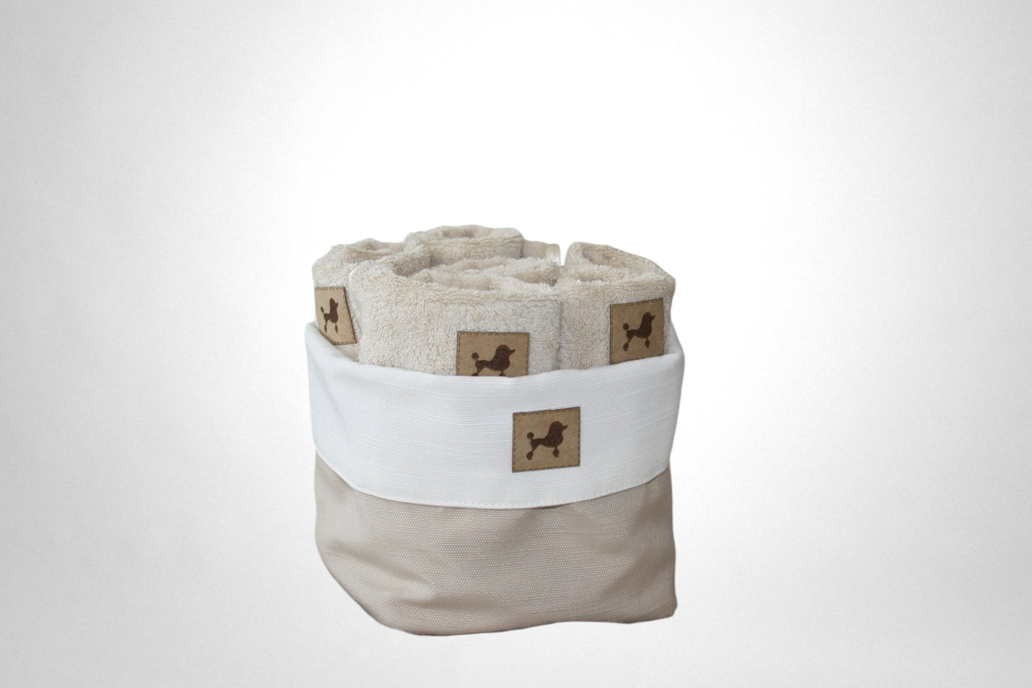 SET LAVETTE BEIGE CON PORTA LAVETTE